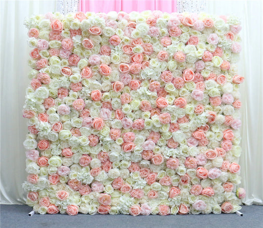 Enchanting Ivory Baby Pink Rose Flower Wall Background Romantic Wedding Birthday Baby Shower Floral Panels