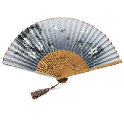 Black Peony Custom Text Ink Floral Silk Folding Fans for Wedding Favors
