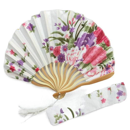 White Engraved Keel Folding Fans Silk Flower Fans Wedding Favors Party Gifts