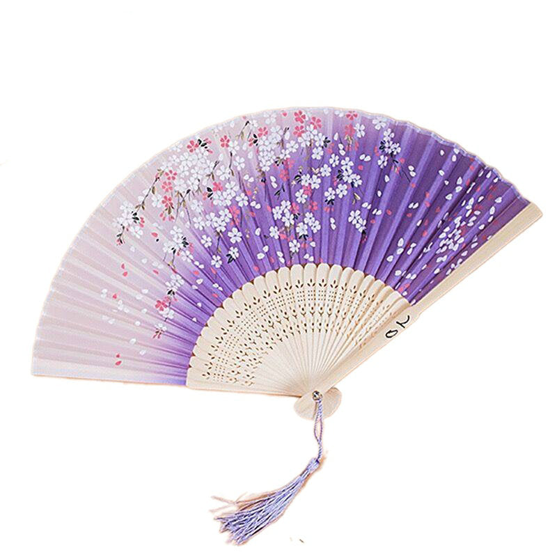 Silver Gray Custom Text Colorful Floral Silk Folding Fans for Wedding Favors