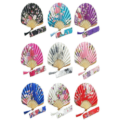 Lake Blue Engraved Folding Fans Silk Flower Fan Wedding Favors Party Gifts