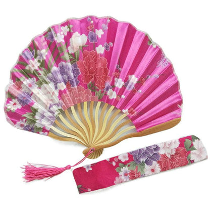 Lake Blue Engraved Folding Fans Silk Flower Fan Wedding Favors Party Gifts