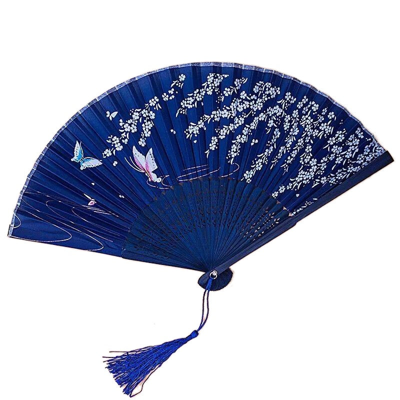 Silver Gray Custom Text Colorful Floral Silk Folding Fans for Wedding Favors