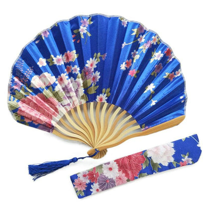 Lake Blue Engraved Folding Fans Silk Flower Fan Wedding Favors Party Gifts