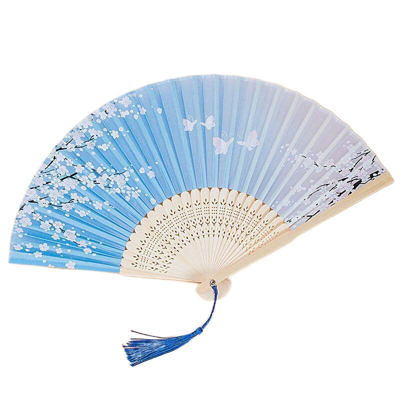 Silver Gray Custom Text Colorful Floral Silk Folding Fans for Wedding Favors