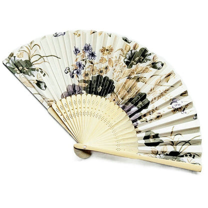 White Engraved Folding Fan Silk Floral Fans Wedding Favors Party Gifts