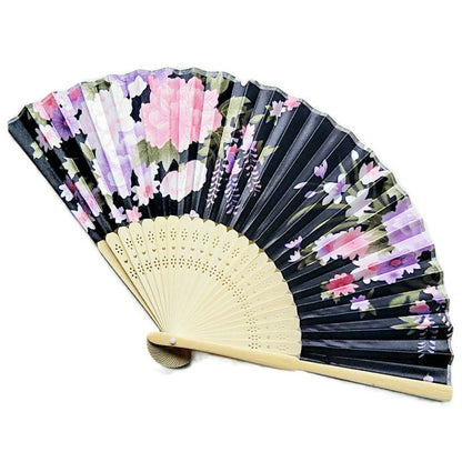 Green Engraved Folding Fan Silk Floral Fans Wedding Favors Party Gifts