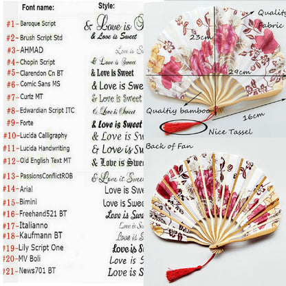Lake Blue Engraved Folding Fans Silk Flower Fan Wedding Favors Party Gifts