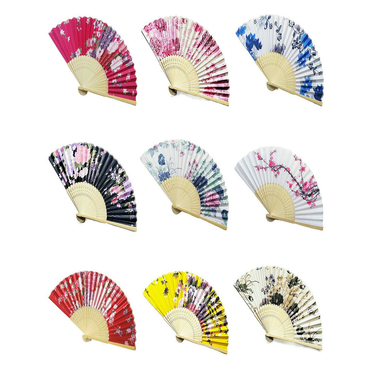 Golden Engraved Folding Fan Silk Floral Fans Wedding Favors Party Gifts