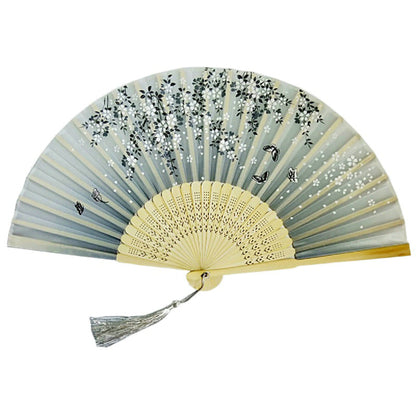 Custom Text Floral Silk Folding Fans,Bridal Shower Wedding Favors