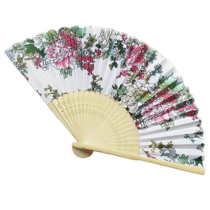 Black Engraved Folding Fan Silk Flower Fans Wedding Favors Party Gift