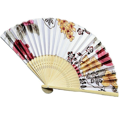 Black Engraved Folding Fan Silk Flower Fans Wedding Favors Party Gift