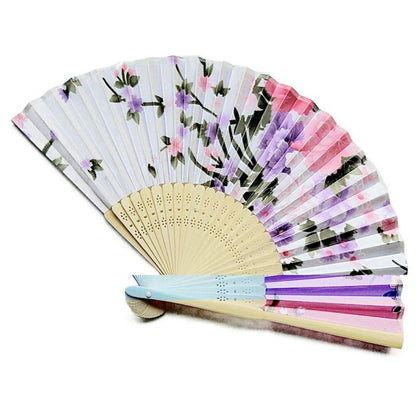 Black Engraved Folding Fan Silk Flower Fans Wedding Favors Party Gift