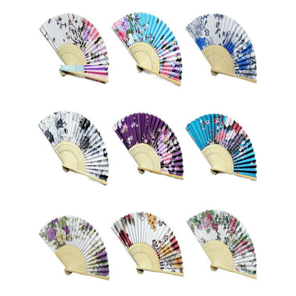 Black Engraved Folding Fan Silk Flower Fans Wedding Favors Party Gift