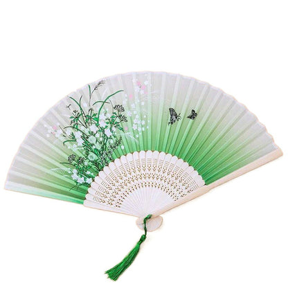 Silver Gray Custom Text Colorful Floral Silk Folding Fans for Wedding Favors