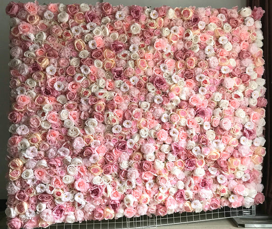 Sweety Ivory Pink Blush Rose Flower Walls Artificial Floral Background Romantic Valentine Photography for Lovers Wedding Flower Panel Backdrop