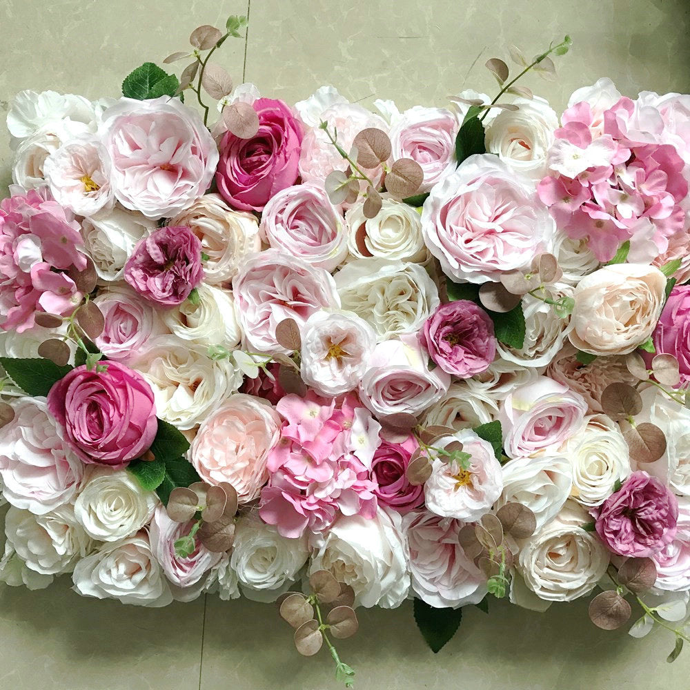 Sweety Ivory Pink Blush Rose Flower Walls Artificial Floral Background Romantic Valentine Photography for Lovers Wedding Flower Panel Backdrop