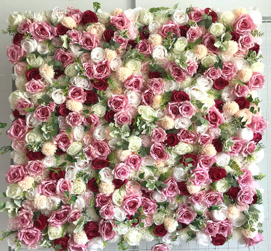 Artificial Champagne Floral Background Rose Red Blush Ivory Flower Wall Wedding Flower Panel Backdrops