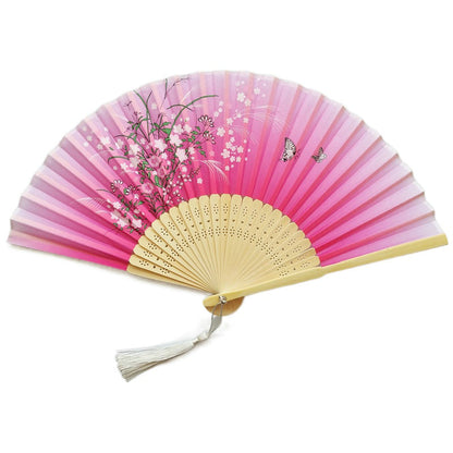 Custom Text Floral Silk Folding Fans,Bridal Shower Wedding Favors