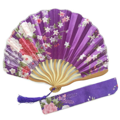Lake Blue Engraved Folding Fans Silk Flower Fan Wedding Favors Party Gifts