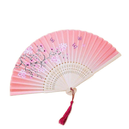 Silver Gray Custom Text Colorful Floral Silk Folding Fans for Wedding Favors