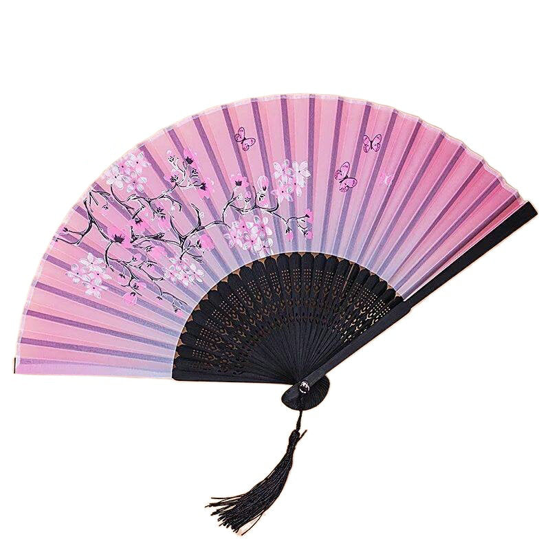 Silver Gray Custom Text Colorful Floral Silk Folding Fans for Wedding Favors
