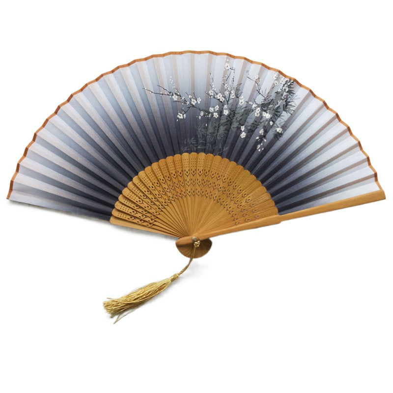 Black Peony Custom Text Ink Floral Silk Folding Fans for Wedding Favors