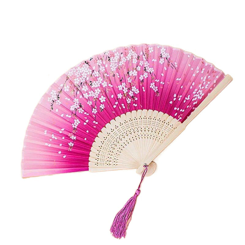 Silver Gray Custom Text Colorful Floral Silk Folding Fans for Wedding Favors