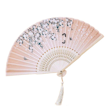 Silver Gray Custom Text Colorful Floral Silk Folding Fans for Wedding Favors