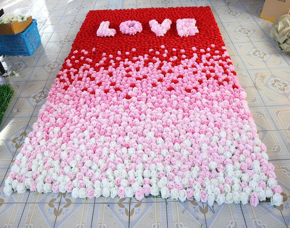 Fresh Gradient Orange Ivory White Rose Flower Wall Wedding Party Event Birthday Baby Shower Floral Panel
