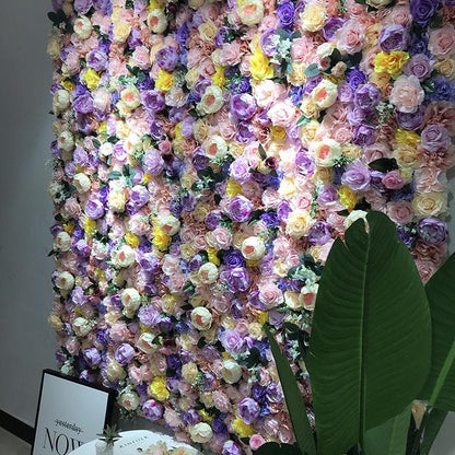 Colorful Champagne Baby Pink Blue Rose Flowers Wall Wedding Event Birthday Baby Shower Floral Panel