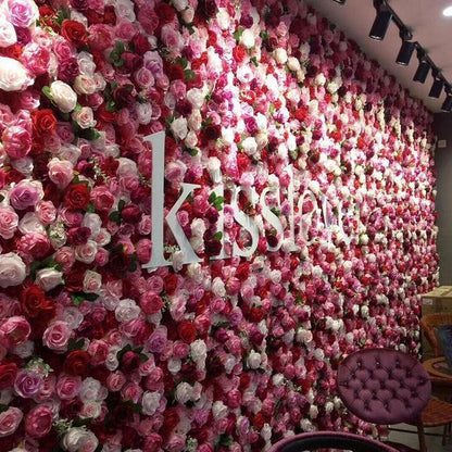 Colorful Champagne Baby Pink Blue Rose Flowers Wall Wedding Event Birthday Baby Shower Floral Panel