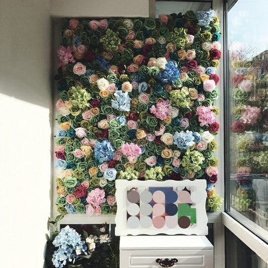 Mystical Dusty Green Pink Blush Flower Wall Background Wedding Party Event Floral Panel