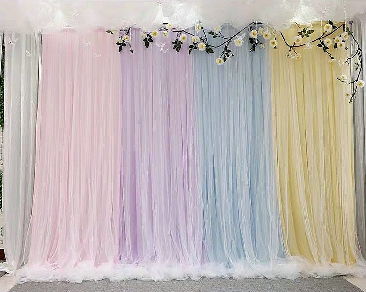 Multicolor Chiffon Backdrop,Bridal Photography Tulle Background Curtain,Wedding Baby Shower Decor