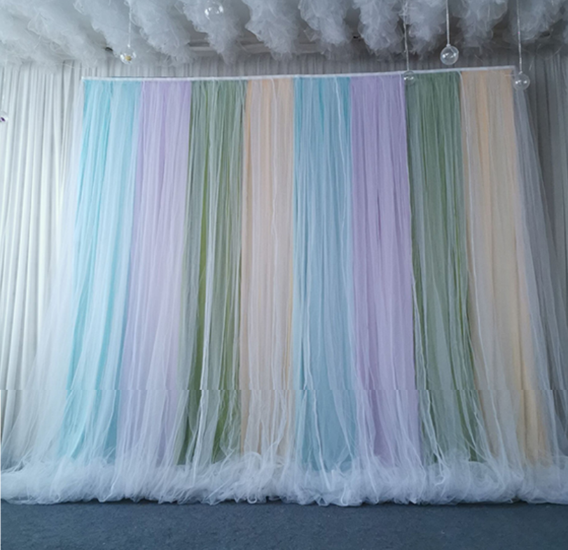 Red Yellow Multicolor Tulle Chiffon Curtains,Wedding Ceremony Backdrop,Photography Decor