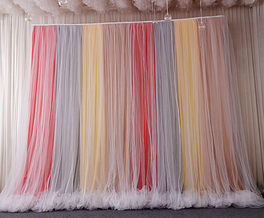 Multicolor Chiffon Backdrop,Bridal Photography Tulle Background Curtain,Wedding Baby Shower Decor