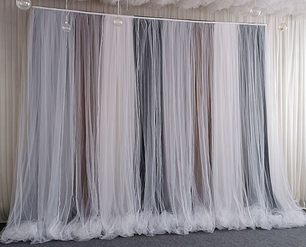 Multicolor Chiffon Backdrop,Bridal Photography Tulle Background Curtain,Wedding Baby Shower Decor