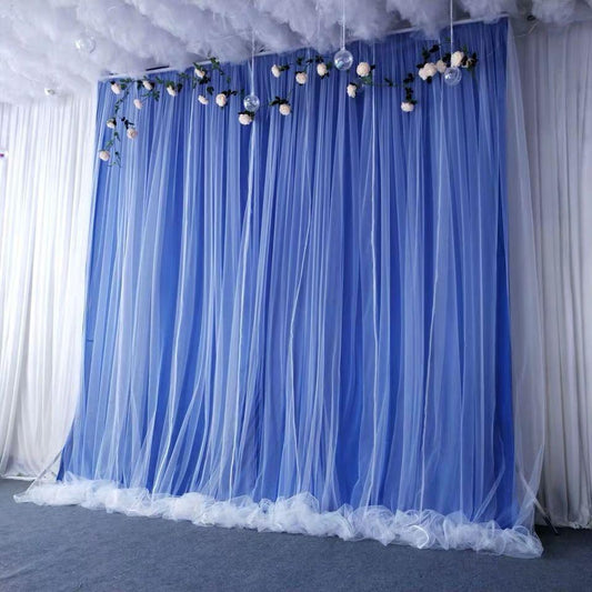 Dusty Blue Chiffon Curtain,Bridal Shower Wedding Backdrop Baby Shower Backdrop Photography