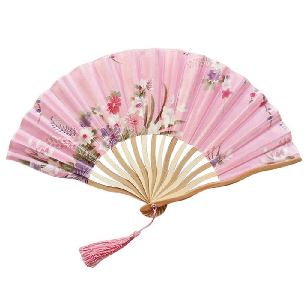 White Custom Silk Bamboo Hand held Folded Fans for Bridal Shower Wedding Favors